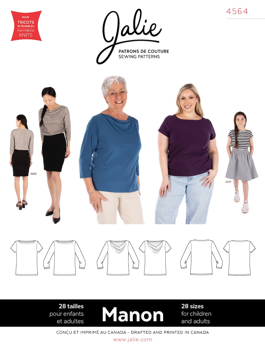 Mannon Boat Neck Or Cowl Neck Tees Pattern By Jalie (Avail Jun)