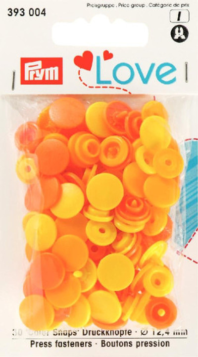 Prym Assorted Yellows Non-sew Colour Snaps - 12.4mm 30 Pieces