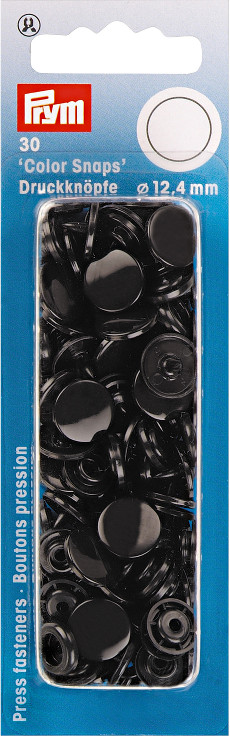 Prym Black Non-sew Colour Snaps - 12.4mm 30 Pieces