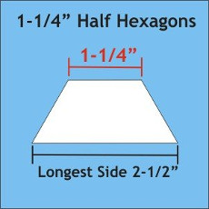 1.25 Inch Half Hexagons 50 Pieces - Paper Piecing