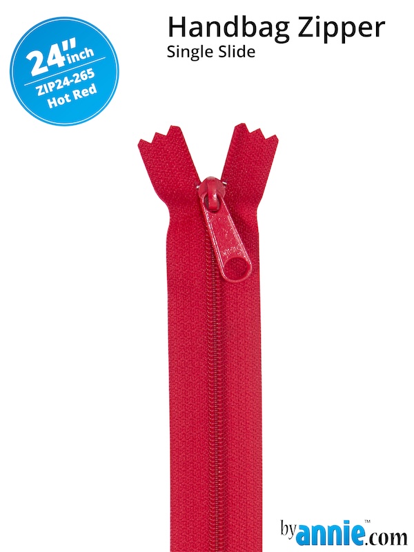Single Slide Bag Zipper 24in Hot Red From ByAnnie (ZIP24-265)