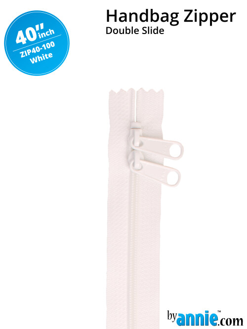 Double Slide Bag Zipper 40in White From ByAnnie