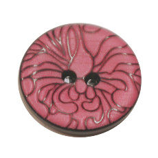 Acrylic Button 2 Hole Engraved 18mm Pink