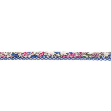 Blue Pink Floral Crochet-edged Poplin Bias Binding Double Fold - 15mm X 25m