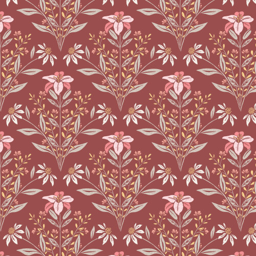 Bouquet in Burgundy from Eventide by Jillian Anderson for Cloud9 Fabrics