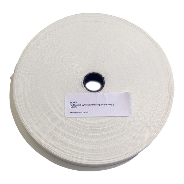 Knit Elastic White 25mm (1in) x 46m (50yd)