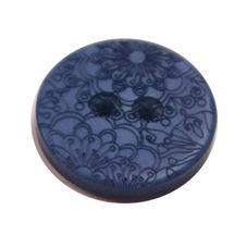 Acrylic Button 2 Hole Engraved 23mm Deep Blue