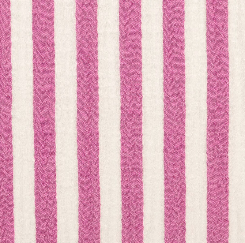Fuchsia & White Striped Double Gauze From Sakata By Modelo Fabrics