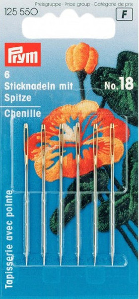 Prym Needles Chenille Sharp Point No.18 With 6pcs