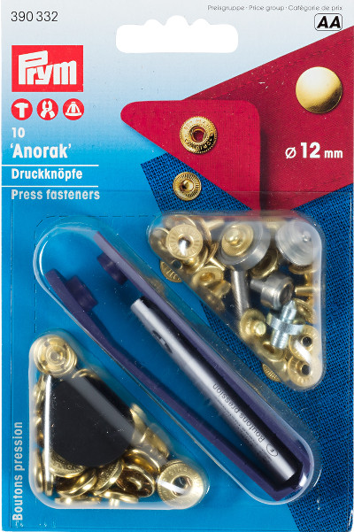 Prym Non-sew Fasteners 12mm Brass Gold Coloured - 10 Pieces