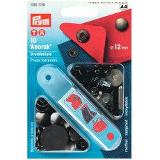 Prym Non-sew Fasteners 12mm Brass Black Oxidized - 10 Pieces