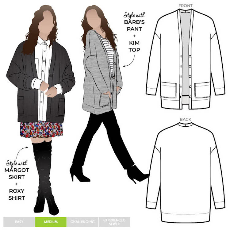 Sabel Boyfriend Cardi Pattern Size 18-30 By Style Arc