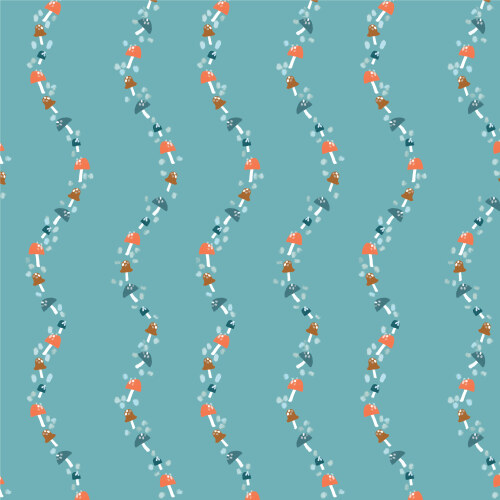 Mushroom Vines Blue From Woodland Creatures By Dominika Godette For Cloud9 Fabrics