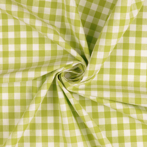 Lime / White Yarn Dyed Medium Gingham Check from Kobenz by Modelo Fabrics