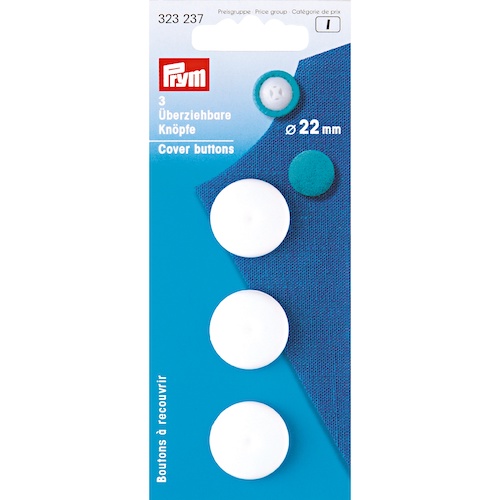 Prym Cover Buttons 15mm White Plastic - 100 Pieces