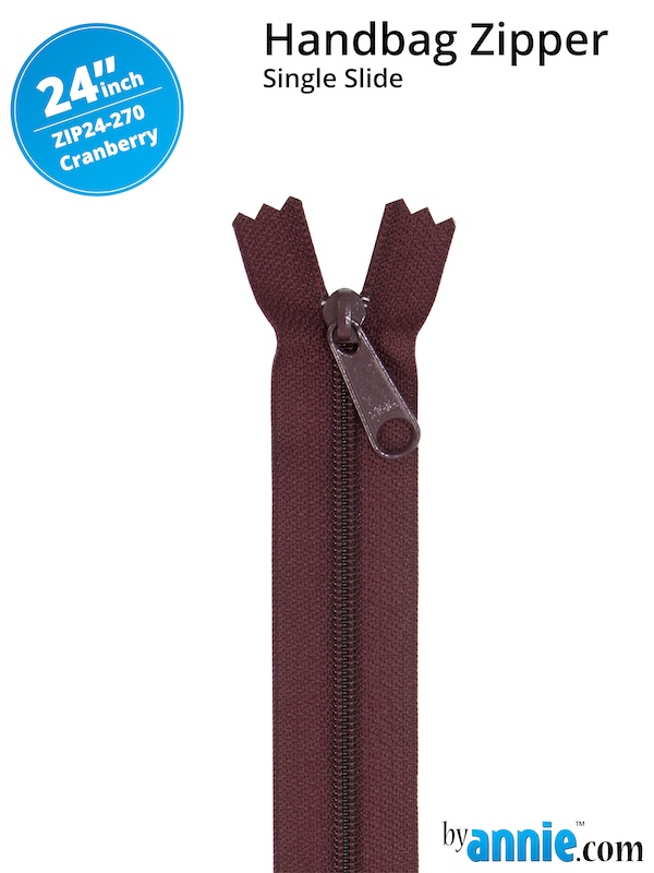 Single Slide Bag Zipper 24in Cranberry From ByAnnie (ZIP24-270)