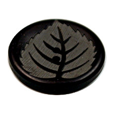 Acrylic Button 2 Hole Leaf Engraved 23mm Black