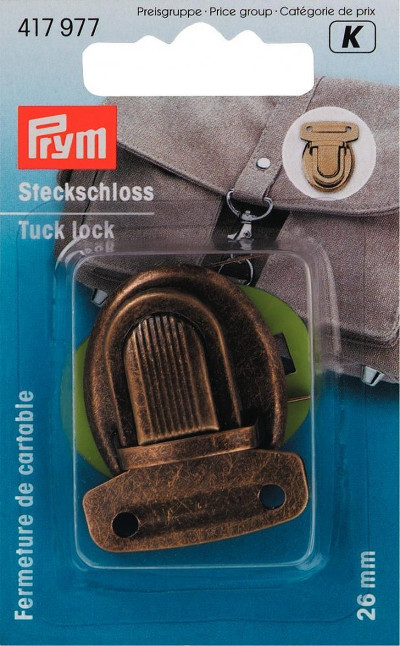 Prym Tuck Lock 26 X 35mm Antique Brass