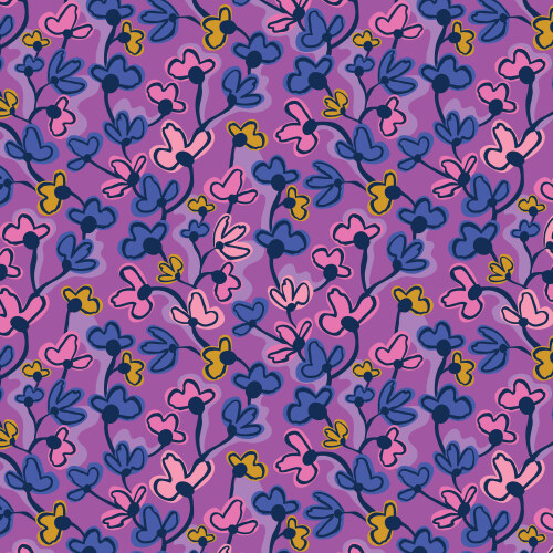 Alluring Vines from Wonder Jungle in Purple/Multi by Pip & Lo for Cloud9 Fabrics (Avail Jun)