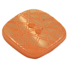 Acrylic Button 2 Hole Square Gloss Embossed 14mm Tangerine
