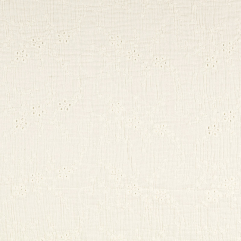 Soft White Embroidered Double Gauze from Nikaho by Modelo Fabrics