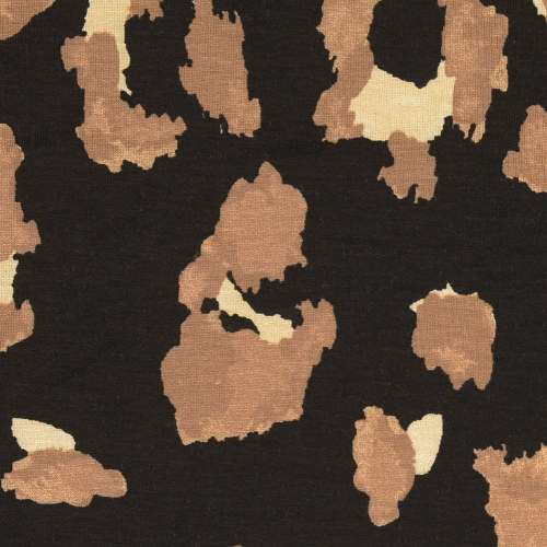 Tan Animal on Black Rayon Jersey from Santa Anna by Modelo Fabrics