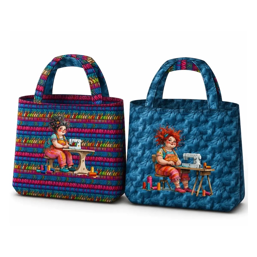 The Little Seamstress Printed Canvas Bag Panel By Stenzo Textiles (Avail Jul)