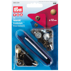 Prym Non-sew Fasteners 12mm Brass Antique Brass Coloured - 10 Pieces