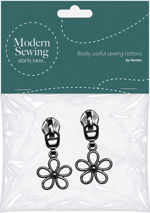 Gun Metal Flower Heavy Duty #5 Zip Pull Pack Of 2