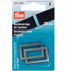 Prym Rectangle Bag Loops 25mm Antique Silver - 2 Pieces