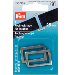 Prym Rectangle Bag Loops 25mm Antique Silver - 2 Pieces (Due Apr)