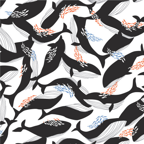Happy Whales From Coexisting In Rayon By Ophelia Pang For Cloud9 Fabrics (Due Oct)