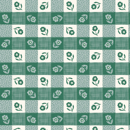 Gingham from Happy Homestead in Blue/Green by Samantha Johnson for Cloud9 Fabrics (Avail Jun)