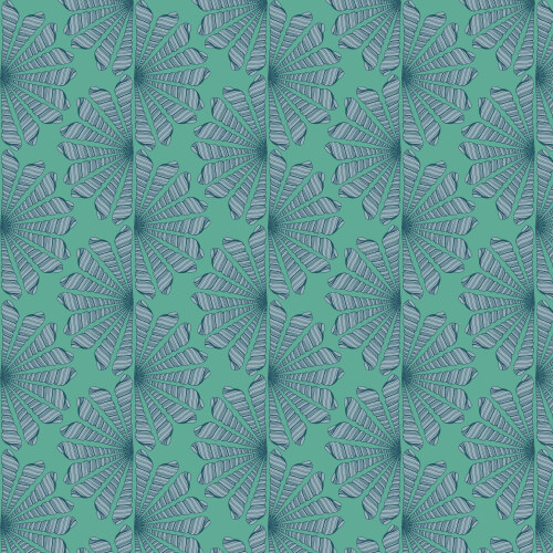 Shell Fan in Green/Blue from Seashell Serenade by Jayme Murray for Cloud9 Fabrics (Avail Jun)