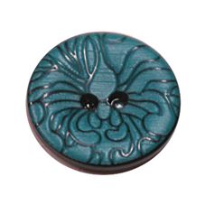 Acrylic Button 2 Hole Engraved 23mm Teal