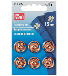 Prym Sew-On Snap Fastener 15 mm Rose Gold on Brass 6 Pieces