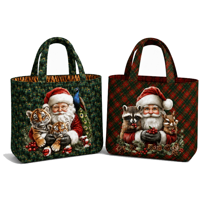 Santa & Friends Christmas Printed Canvas Bag Panel By Stenzo Textiles (Avail Oct)