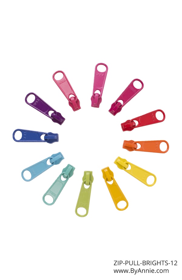 Zipper Pull Set Brights Pack of 12 From ByAnnie (ZIP-PULL-BRIGHTS-12)