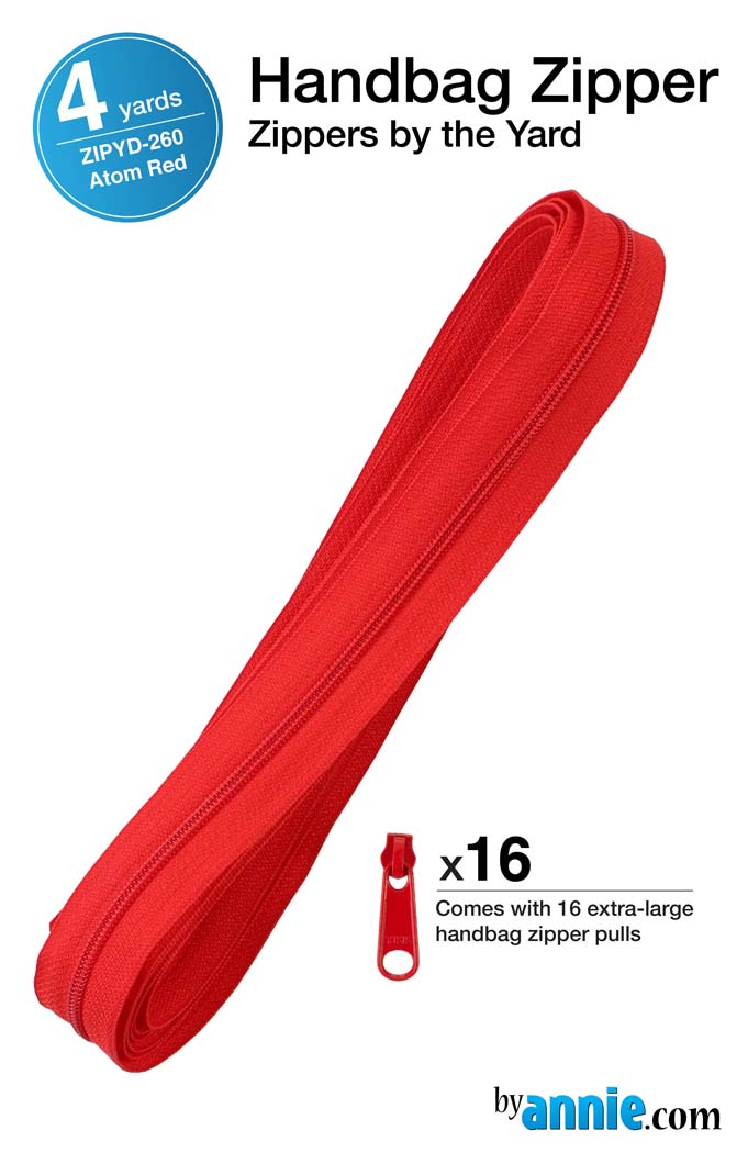 Zipper By The Yard Atom Red From Byannie (Avail Mar)