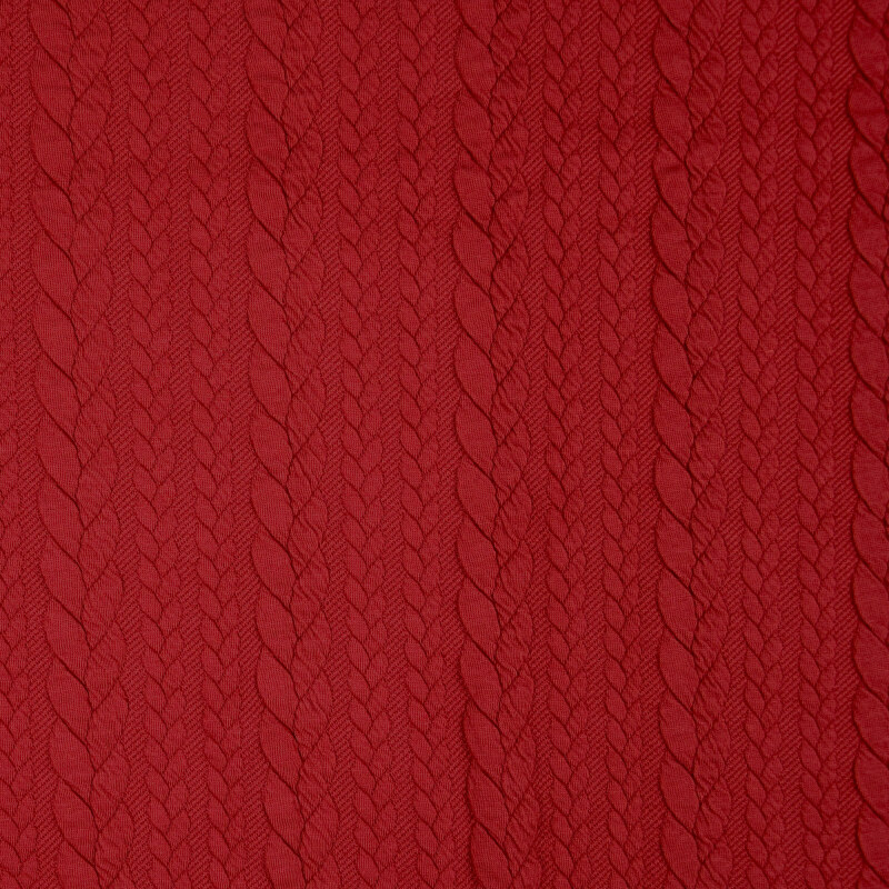 Brick Red Cable Jacquard Knit from Barso by Modelo Fabrics