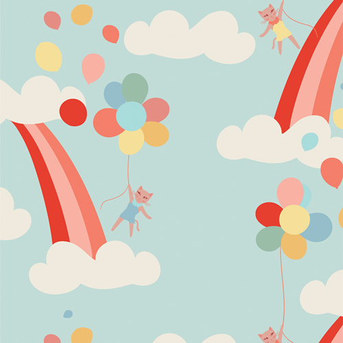 Meow in the Clouds in Flannel from Purr Parade by AGF Studio for AGF (Avail Sep)