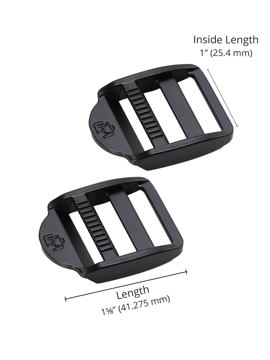 Strap Adjuster - Black Metal - 1 In (24mm) Pack Of 2 Byannie