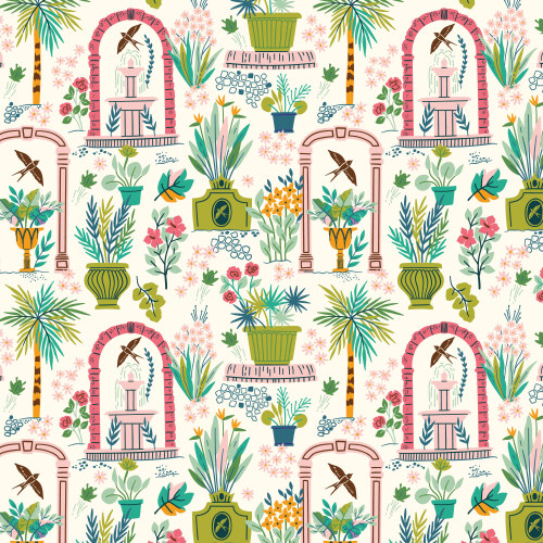 Garden from Bohemian Paradise in Ivory by Maria Galybina for Cloud9 Fabrics (Avail May)