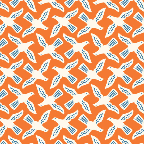 Flock in Orange from Orchard Deco by Ariana Martin for Cloud9 Fabrics (Avail Mar)