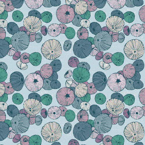 Sea Urchin in Light Blue/Multi from Seashell Serenade for Cloud9 Fabrics (Avail Jun)