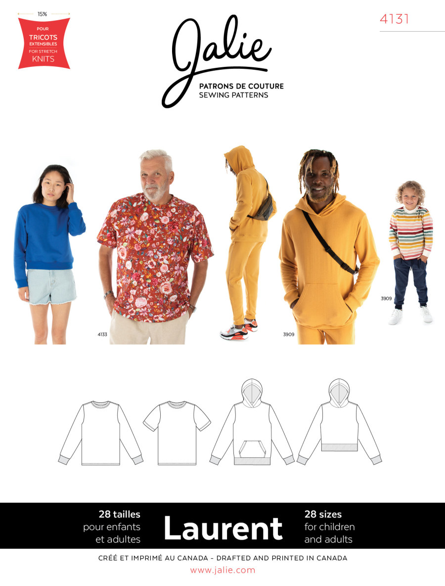 Laurent Crew Neck T-shirt, Pullover and Hoodie Pattern by Jalie