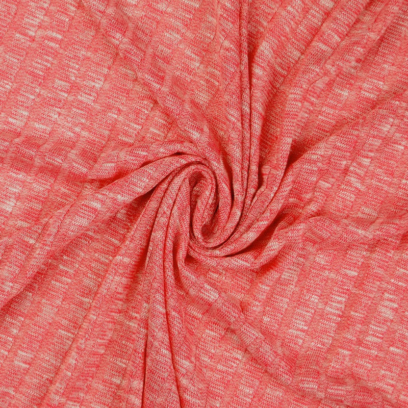 Sete Red Melange Summer Rib Knit Fabric