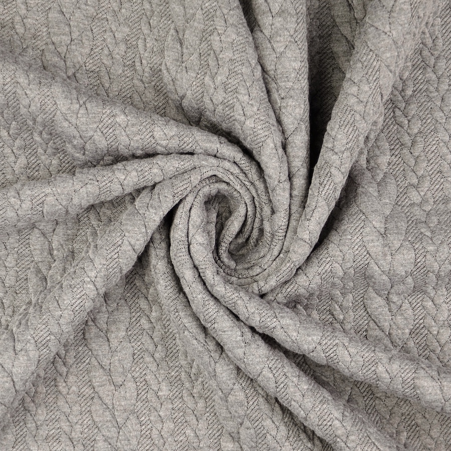 Grey Heathered Cable Jacquard Knit from Barso by Modelo Fabrics