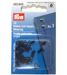 Prym Hooks And Eyes Brass Size 1 Black Colour