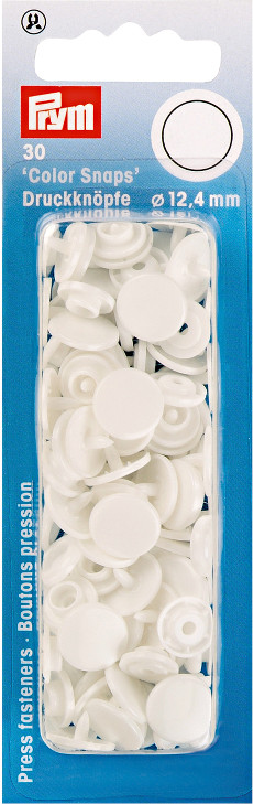 Prym White Non-sew Colour Snaps - 12.4mm 30 Pieces